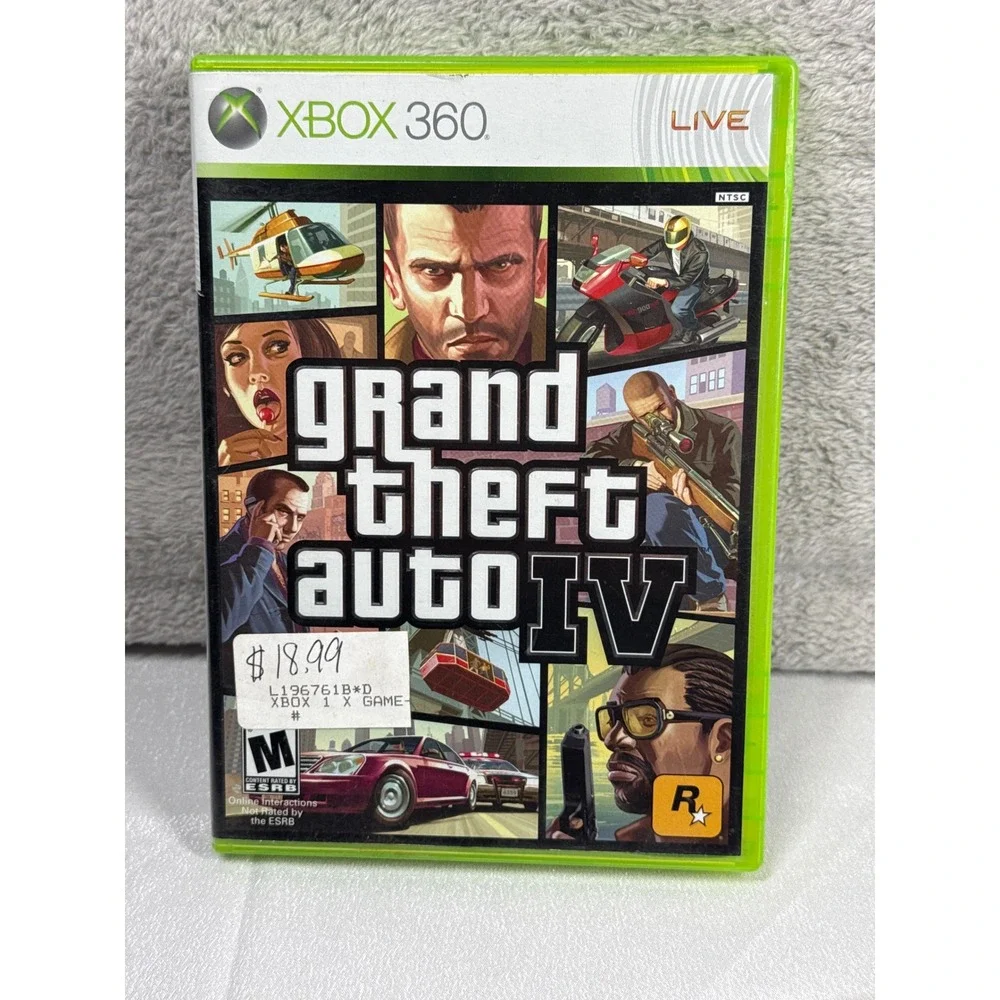 Rockstar Grand Theft Auto IV Xbox 360 OS Green GTA 4 Liberty City Video Game